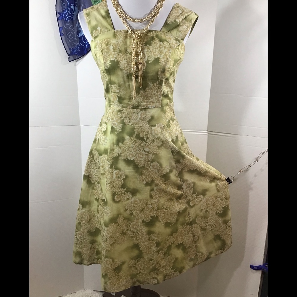 J. Peterman green floral midi sundress 6